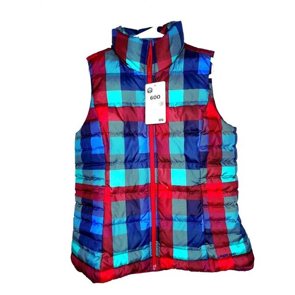 Plaid multicolors women's vest jacket coat red blue casual winter fall size XS - Picture 1 of 15